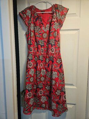 Talbots Pink Dress with Cap Sleeves and flowers